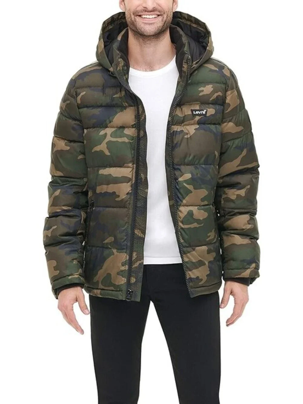 Levi's Arctic Quilted Camo Hooded Winter Puffer Jacket Parka Mid Ski Men XXL 2XL